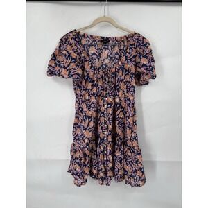 J. Crew Button Front Voile Beach Mini Dress Women‎ Small Purple Preppy Peasant